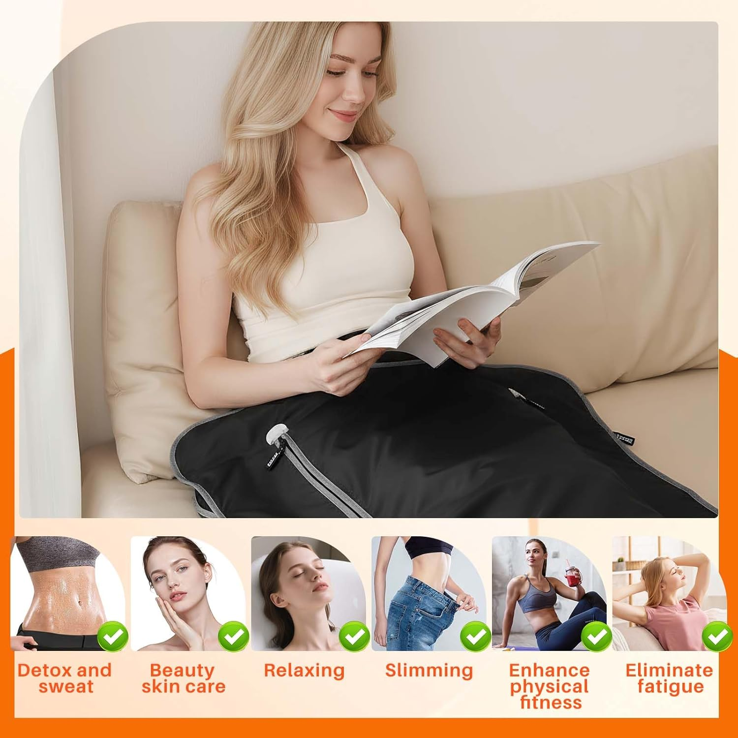 Portable Infrared Sauna Blanket - Home Spa Experience with Adjustable Heating, Timer & Detox Wraps for Ultimate Relaxation – Image 6